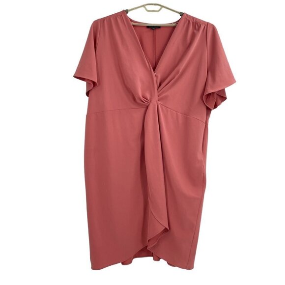 Eloquii Faux Wrap Peach Draped Dress Womens Plus Size 28 Office Classic - Picture 1 of 11